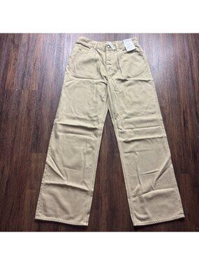 NWT Madewell Low Slung Baggy Wide Leg Jeans Khaki Tan Size W25